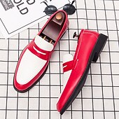 abordables Chaussures sans lacets &amp; mocassins-mocassins en similicuir rouge et blanc pour hommes - chaussures habillées bicolores élégantes pour les affaires et les événements spéciaux