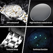 baratos Relógios Quartz-Relógio Masculino OLEVS 3675 Original Relógio de Negócios Masculino Espelho HD em Forma de Losango À Prova D&#039;Água Relógio de Cronometragem Fase Lunar Top Luxo Relógio Masculino Fashion