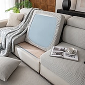 abordables Funda de sofá-1 funda de asiento elástica de líneas simples y lisas con diseño de espiga, funda de asiento de sofá de vellón polar suave de jacquard universal, fácil de limpiar &amp;Funda de sofá duradera