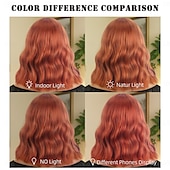 abordables Pelucas sintéticas de moda-Pelucas sintéticas Ondulado Tejido rizado Corte asimétrico Flequillo recto Hecho a Máquina Peluca 14 pulgadas A1 Pelo sintético Mujer Clásico Cómodo Gradiente de Color Naranja