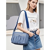 cheap Crossbody Bags-Women&#039;s Multi-Pocket Shoulder Bag – Lightweight Waterproof Nylon Crossbody Purse with Zipper Closure for Travel, Work and Daily Use Pink purple Black