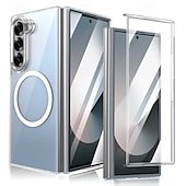 cheap Samsung Cases-Phone Case For Samsung Galaxy Z Fold 3 Back Cover Magnetic Support Wireless Charging Shockproof Retro PC