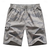 baratos Clássico-Homens Bermuda Cargo Shorts de acampamento Shorts camuflados Shorts de Trilha Cintura elástica Bolso Com Zíper Perna reta Côr Camuflagem Pavio Humido Vestível Comprimento do joelho Ao ar livre Casual