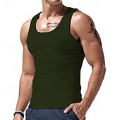 baratos Tops de ginásio-Homens Malha Íntima Top de colete Camiseta Interior camisa sem manga Sem Manga Gola Redonda Verão Tecido Moda Designer Básico Clássico Férias Rua Para Noite Preto Branco Vinho Top Tee para Homens