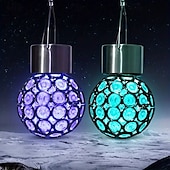 economico Striscie luci ad energia solare-2 pezzi di luci esterne a LED solari, lampadari appesi, lanterne esterne impermeabili con luce che cambia colore per decorazioni per le feste in giardino, balcone, cortile