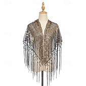 olcso Sálak és Kendők-Retró Ordító 20-as évek 1920-as évek sál Wrap Kendők A nagy Gatsby Flapper lány Flitter Rojt Női Farsang Esküvő Estély Álarcos mulatság Felnőttek Kendő