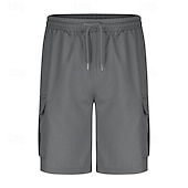baratos Clássico-Homens Bermuda Cargo Calção Shorts de verão Com Cordão Cintura elástica Bolso multi Tecido Conforto Vestível Comprimento do joelho Ao ar livre Esporte Diário Moda Casual Preto Azul