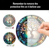 cheap Wall Sculptures-Acrylic Tree of Life Wall Hanging Decor, 5.9 x 5.9 Inch Round 2D Colorful Print Ornament, Creative and Unique Wall Art for Home, Window, Door, Party, and Festive Decoration