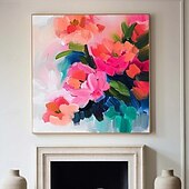 abordables Peintures fleurs/botaniques-peinture de fleurs sauvages peinte à la main texture 3D peinture de fleurs en fleurs toile extra large taille flore peinture à l&#039;huile art mural peinture botanique art mural décor art rose paysage