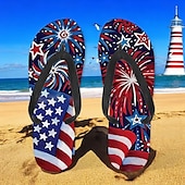 tanie Graficzne buty do druku-męskie klapki z amerykańską flagą – patriotyczne sandały w gwiazdy i paski na lato, na Dzień Niepodległości i na plażę