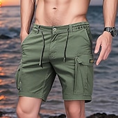 economico Vacanza-Per uomo Pantaloncini cargo Shorts Pantaloncini Estivi Multi-tasche Tasca con Patta Semplice Comodità Indossabile Lunghezza al ginocchio All&#039;aperto Sport Quotidiano Moda Casual Nero Cachi