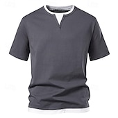 cheap Men&#039;s Casual T-shirts-Men&#039;s T Shirt Tee Short Sleeve Shirt Tee Top Short Sleeve Crew Neck Summer Plain Fashion Designer Basic Patchwork Vacation Street Going out Black Light Green Dark Grey Top Tee for Men