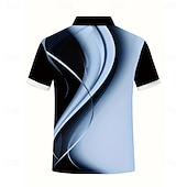 billige Geometrisk polo for menn-Herre Geometrisk Linje Zip Polo Kortermet Aftæpning Fritid hverdag utendørs Hverdag treningsklær Glidelås Sommer Hvit Blå Grønn