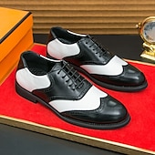 baratos Formal-Sapatos Oxford Brogue Masculinos Bicolor com Ponta Asa em Branco e Marrom, Sapatos Sociais Vintage em Couro Inspirados em Gatsby para Festas, Casamentos e Eventos Formais de Jazz na Década de 1920