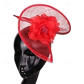 abordables Fascinators-accessoire Imitation Lin Mariage Soirée Élégant Mariage Avec Fleur Casque Couvre-chef
