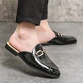 billiga Tillfällig-lackmockasiner för män - sofistikerad slip-on med metallspänne för affärs- och fritidskläder