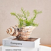 cheap Vases &amp; Basket-Seashell Shaped Resin Vase, 9.8-Inch Bohemian Tabletop Flower Vase, Indoor Decorative Hydroponic Planter for Home Decor and Gifts