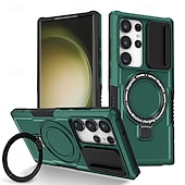お買い得  サムスン用ケース-Samsung Galaxy S24 Ultra Plus S24 FE S23 Ultra Plus S22 Plus Ultra用電話ケーススタンドホルダー付きマグネットサポートワイヤレス充電レトロPC