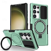 お買い得  サムスン用ケース-Samsung Galaxy S24 Ultra Plus S24 FE S23 Ultra Plus S22 Plus Ultra用電話ケーススタンドホルダー付きマグネットサポートワイヤレス充電レトロPC