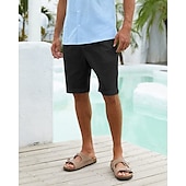economico Vacanza-Per uomo Pantaloncini Pantaloncini di lino Pantaloncini estivi Pantaloncini da spiaggia Abbottonare Tasche Liscio Comfort Traspirante Breve Da mare Per eventi Spiaggia Hawaiano Boho Nero Bianco