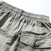 baratos Calças de Vestir Curtas-Homens Calção Shorts sociais Bermudas Shorts casuais Bermudas de Golfe Cintura elástica Bolso Com Zíper Perna reta Xadrez Conforto Sem Ferro Comprimento do joelho Escritório O negócio Diário Moda