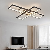お買い得  シーリングライト調光可能タイプ-モダンな天井ライト 23.6 インチ 96 ワット 35.8 インチ 124 ワット LED 無限調光 リモコン付き 4 リング ブラック 埋め込み式天井照明器具 低天井の寝室、リビングルーム、ダイニングルームに最適