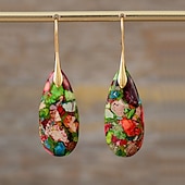 abordables Boucles d&#039;oreilles-Femmes Boucles d&#039;oreilles Poire Goutte Élégant Des boucles d&#039;oreilles Bijoux Argent / Fuchsia foncé / Brun claire Pour Mariage Soirée 1 Paire