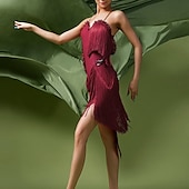 olcso Latin tánc ruházat-Latin tánc Egzotikus táncruházat Latin salsa tánc Ruha Rojt Női Teljesítmény Hétköznapi viselet Ujjatlan Spandex