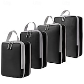 economico deposito bagagli e viaggi-set di cubi di compressione per l&#039;imballaggio da viaggio, borse portaoggetti di grande capacità da 4 pezzi con tessuto a motivo a rombi, organizer impermeabile per bagagli