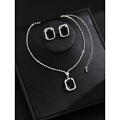 ieftine Seturi de Bijuterii-Seturi de bijuterii de mireasă 2 Diamante Artificiale 1 Colier Cercei Pentru femei Clasic Dulce Încântător Clasic Iubire Prețios Dreptunghi Set de bijuterii Pentru Nuntă Cadou Zilnic