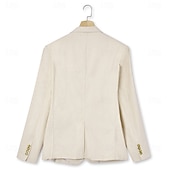 abordables Costumes de mariage-Costumes de mariage d&#039;été en lin pour hommes, blanc, bleu ciel, mode, demi-doublé, léger, couleur unie, coupe standard, 2 pièces, simple boutonnage, un bouton