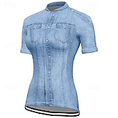 ieftine Tricouri pentru femei-Pentru femei Jersey de ciclism Manșon scurt Bicicletă Tricou Tee Jerseu cu 3 buzunare spate Ciclism montan Respirabil Uscare rapidă Proiectare anatomică Wicking Albastru Gri Grafic Sport Îmbrăcăminte
