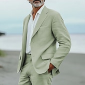 abordables Maillots de plage-Costumes décontractés d&#039;été pour hommes mariages bleu ciel sauge mode quotidienne couleur unie ajustement standard 2 pièces à simple boutonnage deux boutons