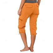 economico pantaloni cargo da donna-Per donna Pantaloni capri Pantaloni da paracadute Moda Streetwear Lunghezza al polpaccio Naturale Blocco di colori Coulisse Tasca Comodo All'aperto Confortevole Streetwear Uscire Rosso arancione