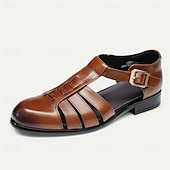 cheap Premium Leather Sandals-Men&#039;s Leather Fisherman Sandals - Breathable Summer Closed-Toe Sandals for Casual &amp; Outdoor Wear
