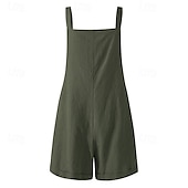 preiswerte Hose-Damen Normal Leinen-inspirierte Hosen Lässig Einfarbig Ärmellos U-Ausschnitt Knöpfe Täglich Ausgehen Normale Passform Schwarz Blau Fuchsie Sommer