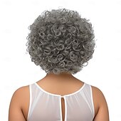 abordables Perruques de qualité supérieure-Perruque Synthétique Frisé Jerry Vague d&#039;eau Coupe Asymétrique Avec frange Fabriqué à la Machine Perruque 12 pouces A1 Cheveux synthétiques Femmes Classique Adorable Confortable Gris