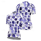 abordables Maillots de mujer-Mujer Maillot de Ciclismo Gato Manga Corta Bicicleta Camiseta Maillot con 3 bolsillos traseros MTB Bicicleta Montaña Secado rápido Diseño Anatómico Capilaridad Transpirable Deportes Negro Blanco