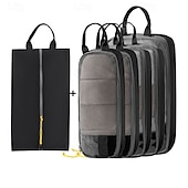 economico deposito bagagli e viaggi-set di contenitori da viaggio con cubi di imballaggio compressi, set da 3/6 cubi di imballaggio compressi per viaggi, organizer per bagagli con rete visiva per vestiti, borsa portatile leggera per