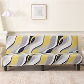 billiga Futon soffa-jacquardtyg armlös bäddsoffa överdrag soffa nyår dekor överdrag stretchskydd elastiskt bänkskydd