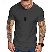 preiswerte Lässige T-Shirts für Herren-Herren T Shirt T-Shirt Kurzarmshirt Kurzarm Rundhalsausschnitt Sommer Einfach Mode Designer Basic Klassisch Urlaub Straße Ausgehen Schwarz Khaki Hellgrau Top T-Shirt für Herren