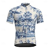 abordables Maillots pour hommes-Homme Maillot Velo Cyclisme Manche Courte Cyclisme Tee-shirt Maillot avec 3 poches arrière VTT Vélo tout terrain Respirable Séchage rapide Conception anatomique Mèche Blanche Bleu Graphic Des sports
