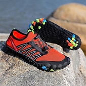 economico Sneakers Casual-scarpe da ginnastica da uomo a piedi nudi - rosso brillante, suola robusta, design senza lacci - perfette per escursioni e avventure all'aria aperta