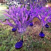 cheap Landscape Lights-2 Pcs LED Solar Outdoor Lights Garden Light Lavender Simulation Plant Patio Lights Wedding Holiday Garden Walkway Villa Yard Landscape Atmosphere Lawn Light