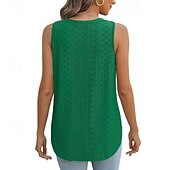 abordables Chemises et blouses-Femmes Chemisier Uni Moderne Occasionnel Sans manches Col en V Hauts Réguliers Quotidien Fête Sortir Asymétrique Vert herbe Noir Blanche Rose Claire Bleu Été