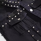 levne Topy-Retro Punk a gotika 80. léta Motocyklová vesta Džínová vesta Popová hvězda Rocker Cvočky Pevná barva Maškarní kostým Dámské Plesová maškaráda Párty Dospělé Vesta Jaro léto