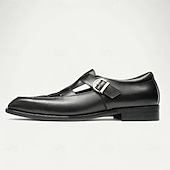 cheap Premium Leather Sandals-Men&#039;s Chic White Leather Monk Strap Shoes - Stylish Choice for Summer Weddings and Formal Events