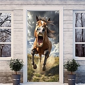 billige Dørdeksler-Morsomme dyre dekorasjoner dørdeksler hest dørtapet dørgardin dekorasjon bakgrunn innendørs/utendørs dørbanner inngangsdøren landsbygård