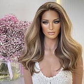 cheap Human Hair Lace Front Wigs-Brazilian Remy Human Hair Highlighted Colored 5x5 Lace Closure Wigs Blonde and Brown Glueless 13x4 Lace Front Wig For Women
