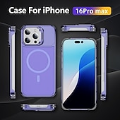 economico Cover per iPhone-telefono Custodia Per iPhone 16 Pro Max Plus iPhone 15 Pro Max Plus iPhone 14 13 12 Pro Max Plus Copertura Posteriore con Supporto Magnetico Supporta la Ricarica Wireless Retrò Metallo